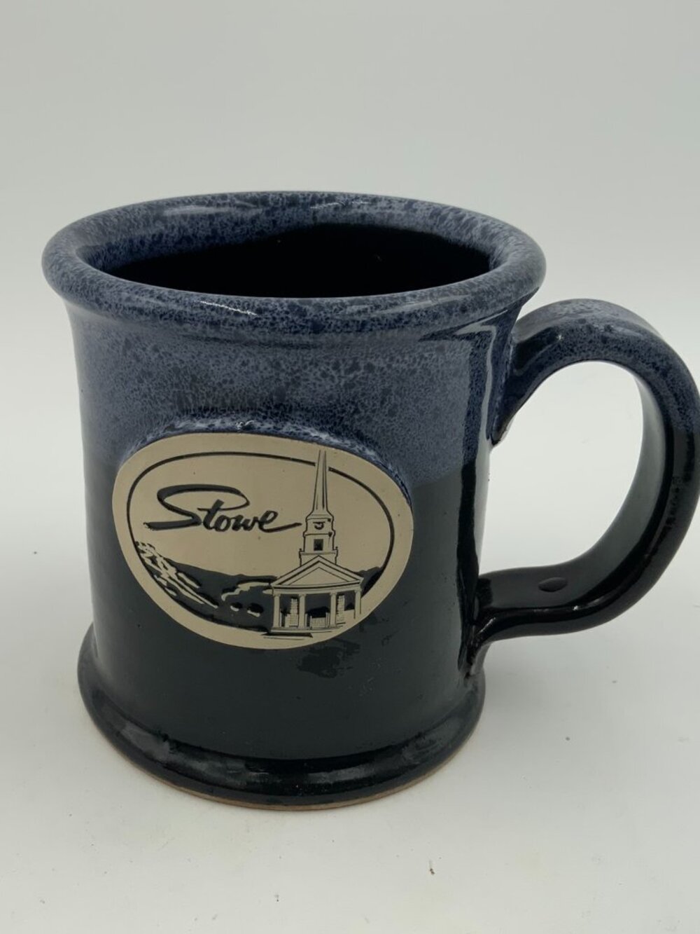 Blue Drip Glazed Sunset Hill Stoneware Mug Handcrafted USA Stowe Church Vermont